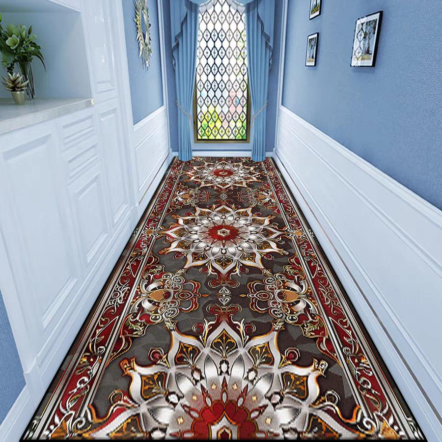 European Style Luxury Corridor Carpet Home Decoration Living Room Non-slip Runner Long Rug Hotel Stair Entryway Customizable Mat
