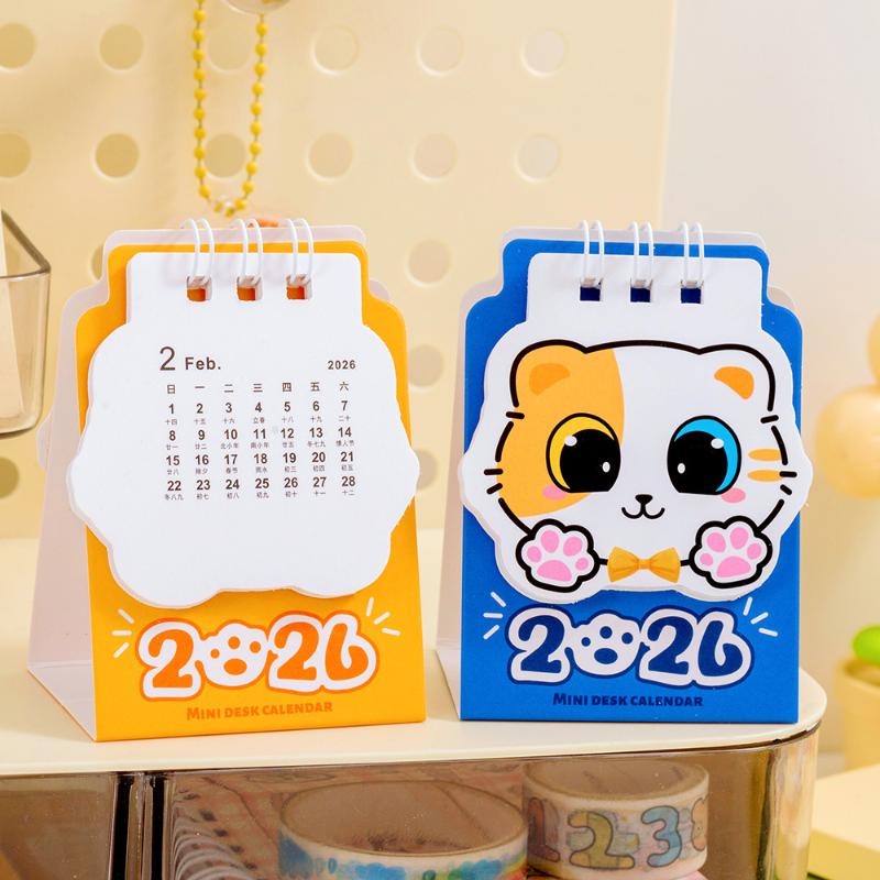 1Pcs 2026 Cartoon Cat Desk Calendar Portable Pocket Calendar Schedule Desktop Decoration Office School Supplies Student Gift