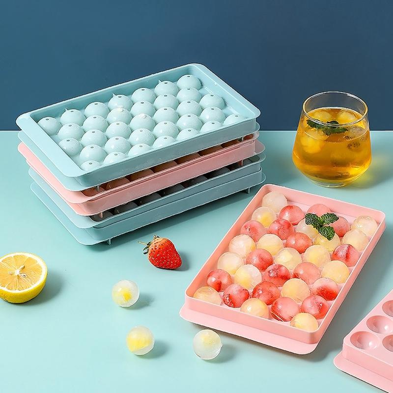 Plastic Ice Cube Mold Ice Ball Mold Round Square Ice Cube Tray Ice Cube Maker for Freezer Whiskey Cocktails Kitchen Bar Tools