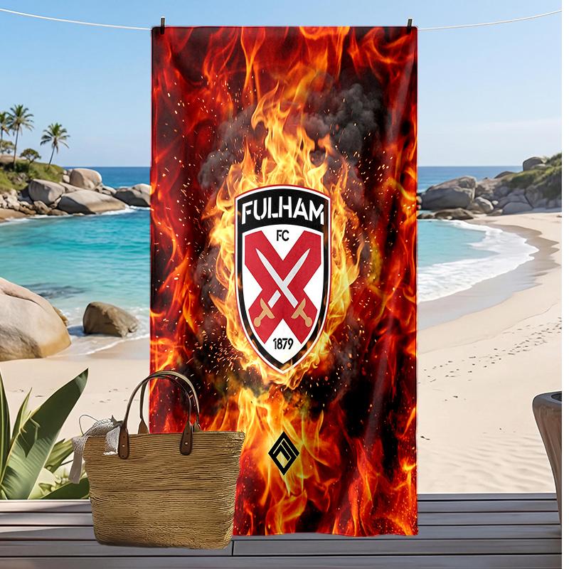 Fulham Football Print Beach Towel, Large Soft Quick Dry Towel for Beach Camping Swimming