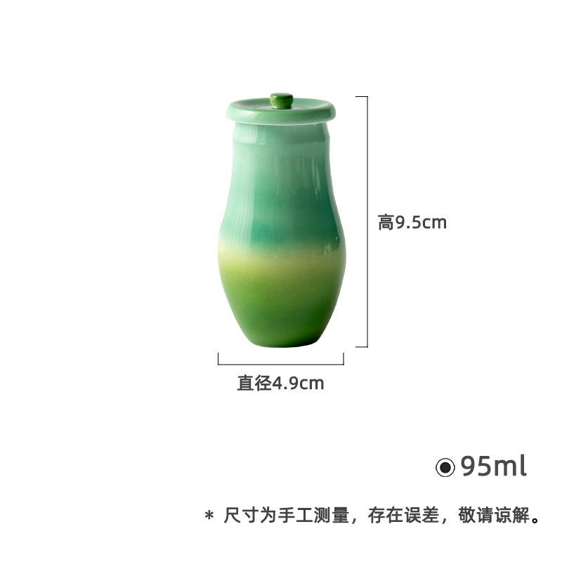 

Gradient Ramp Emerald Green Tea Box Organizer Moisture-proof Vintage Storage Tank Containers Tea Caddy Tea Ceremony Supplies