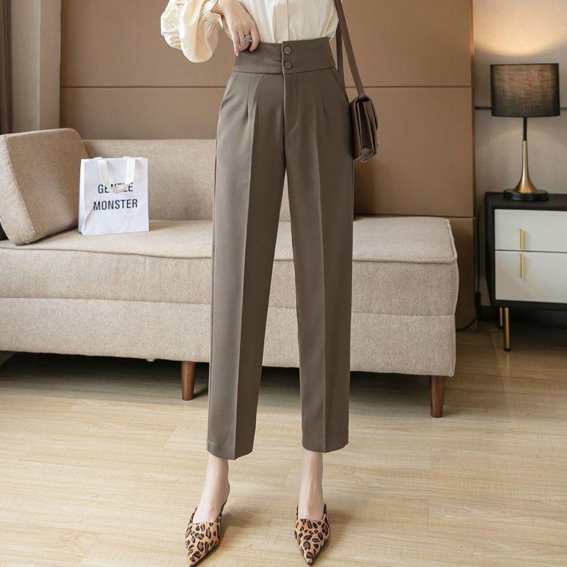 Women s High Waist Slimming Drapey Cropped Pants for Spring/Autumn L хаки