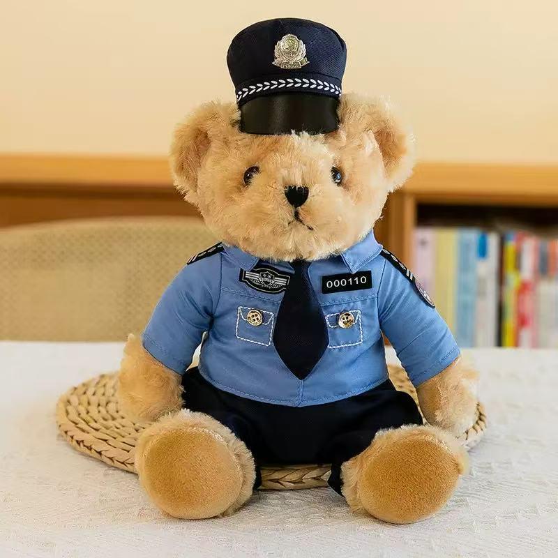 

Cute Police Officer Bear Plush Toy - Reflective Firefighter & Traffic Cop Gift 28cm