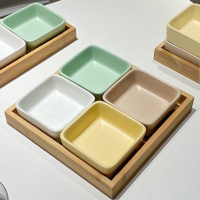 Ceramic Bamboo And Wood Fruit Plate, Small Plate, Sauce Plate, Snack Plate, Ktv Restaurant Tray, Fruit Refreshment Club Snack Plate