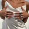 Pack of 12 Pearls Embellished Openwork Irregular Rings Set Alloy Fashion Jewelry Lightweight Hollow Jewelry Set for Women