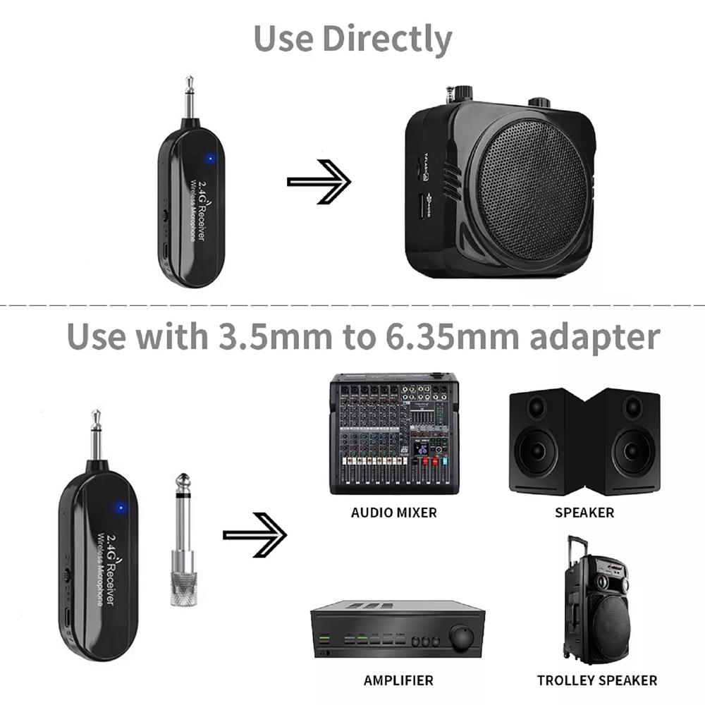 2.4G Headset Wireless Microphone Kit Transmitter with Receiver for Voice Amplifier Speaker Teaching Stage Guide