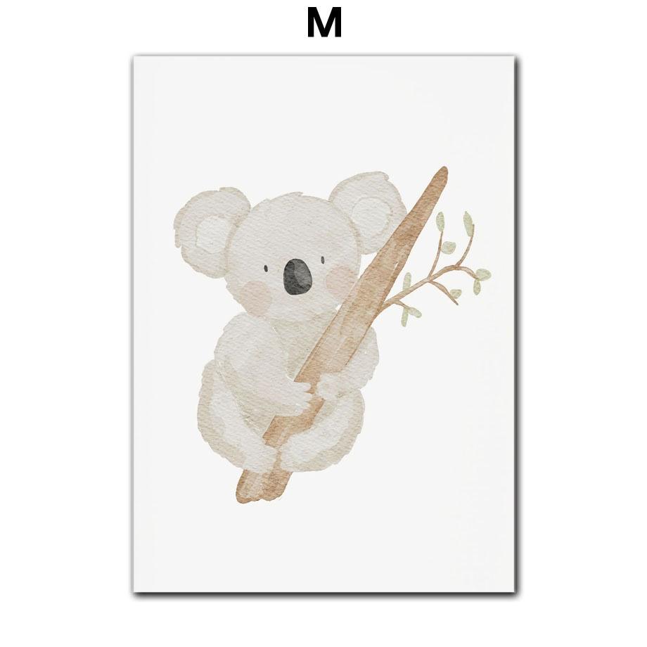Cute Boho Animal Bear Hedgehog Koala Bee Rabbit Nursery Wall Art Canvas  Poster And Prints Baby Kids Room Decor
