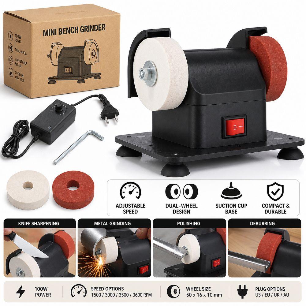Adjustable Speed Desktop Grinding Machine Abrasive Wheels Electric Grinder for Home