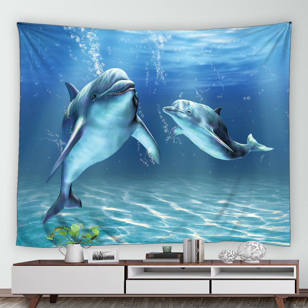 Tropical Marine Life Underwater Landscape Pattern Tapestry Home Bedroom Living Room Wall Decor Background Cloth Tapestry