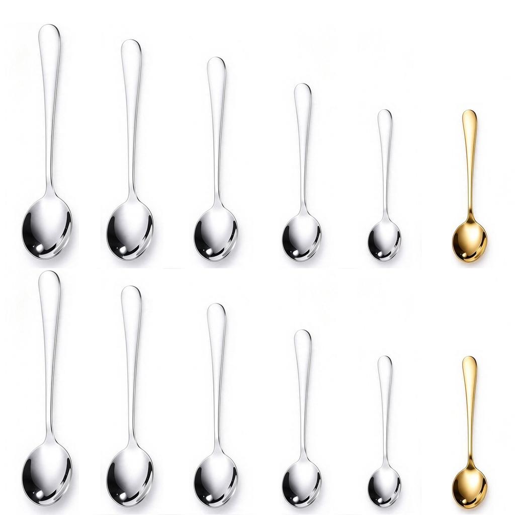 12-teiliges Heavy Duty Esslöffel-Set, 7,4" Löffel Lebensmittelgeeignetes Besteckset, Spiegelfinish, Ergonomisch, Spülmaschinenfest für Zuhause, Küche, Restaurant