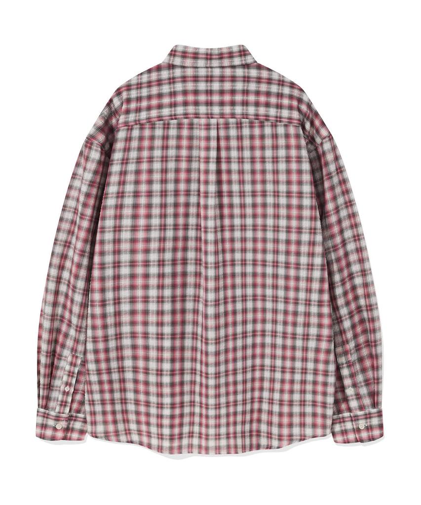 WACKY WILLY Linen Oversized Check Shirt Pink