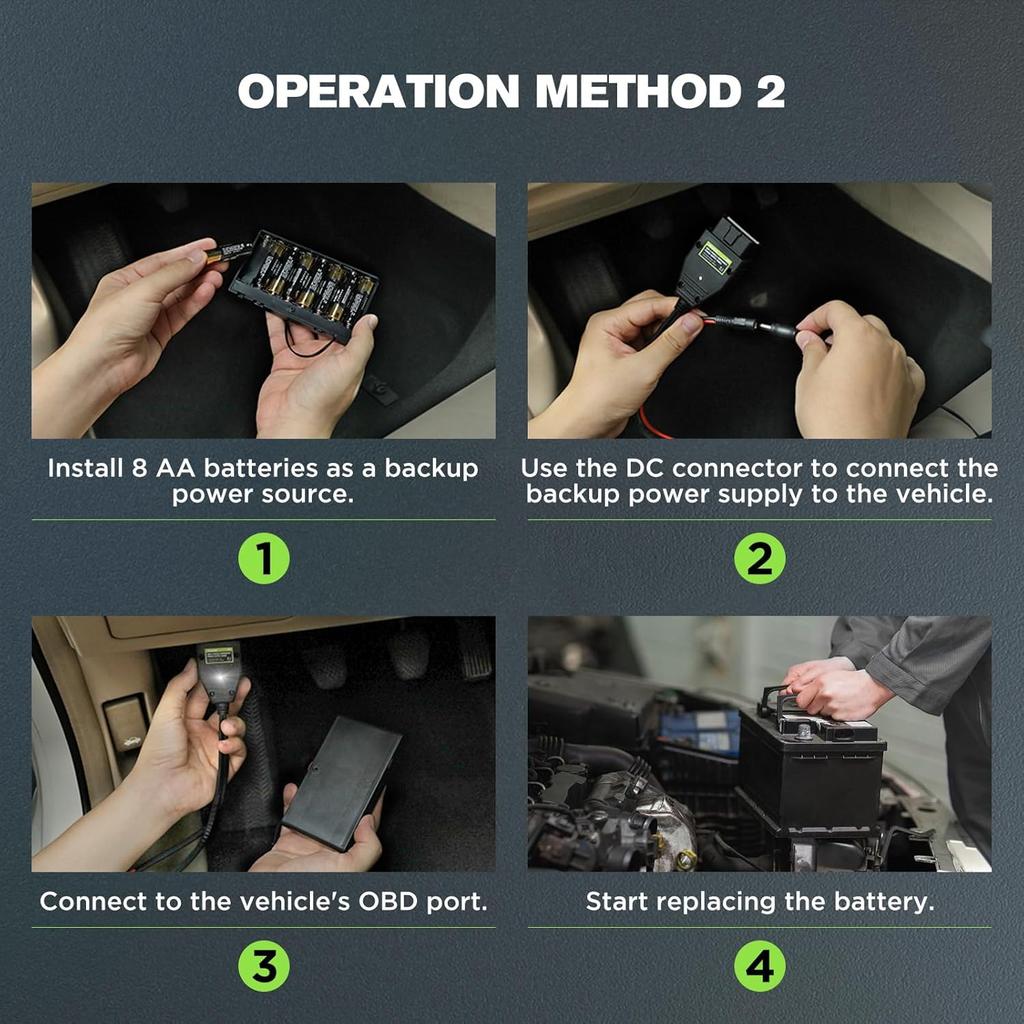 E60 OBD II Vehicle ECU Emergency Power Supply Cable 12V Car Memory Saver With 2 Alligator Clip&Battery Box