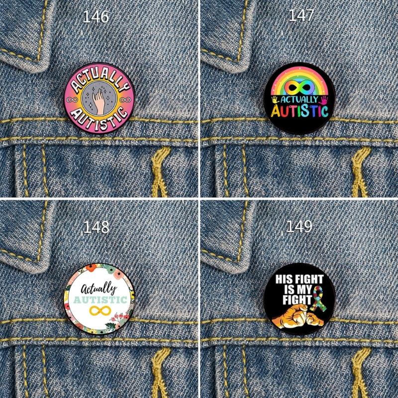 Actually Autistic Enamel Pin Brooch Autistic Symbol Round Metal Lapel Pin Badge for Clothes Backpack Bag Decoration