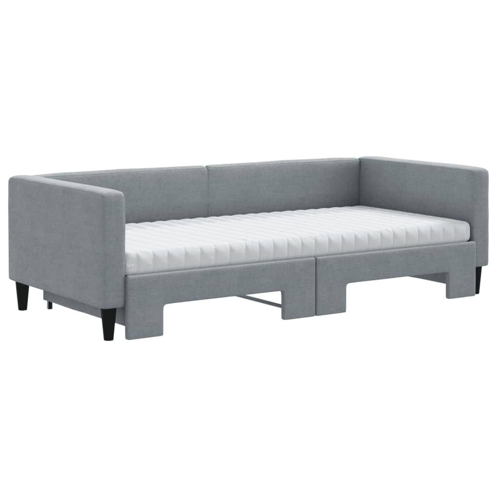 Vidaxl Sofa Rozsuwana Z Materacami, Jasnoszara, 90X190 Cm, Tkanina
