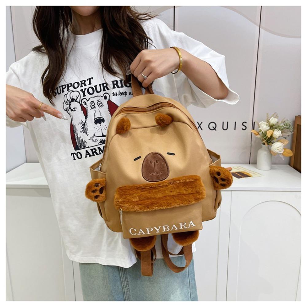 Fashion Cartoon Capybara Plush Backpack Guinea Pig Plush Bag Shoulders Bag Casual Capybara Plush Bag Students School Bag