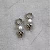 Stainless Steel Heart Faux Pearl Dangle Earrings for Women Punk Hip-Hop Y2K Cool Love Hoop Earrings Zircon Gift for Her