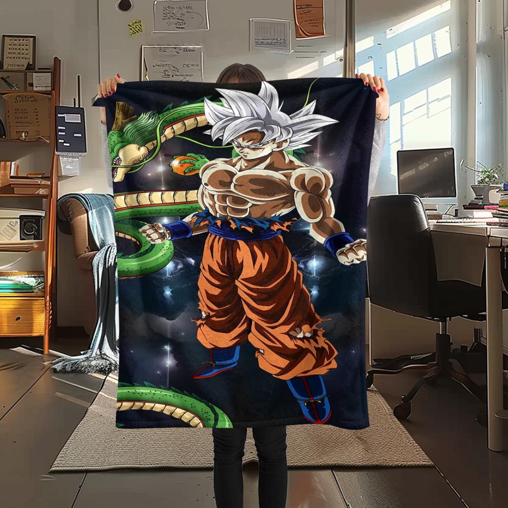 Dragon Ball Character Print Flannel Blanket High Quality Comfortable for All Seasons Home Decor Warmth and Comfort Perfect for Christmas Gifts