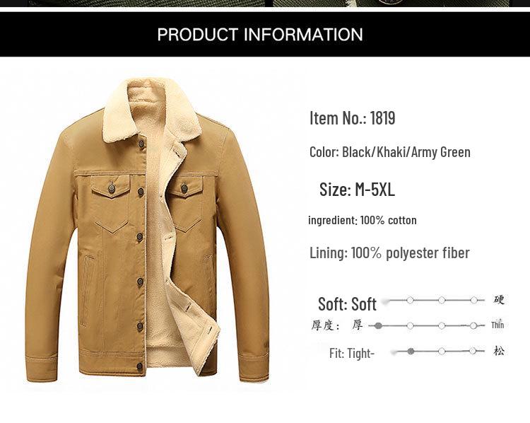 Men's Autumn/Winter Lamb Wool Lapel Jacket - Thick, Pure Cotton, Velvet, Washed Coat, Trendy Brand.