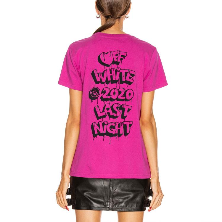 Off-White Cotton Heart Logo Printed Round Neck Short Sleeve T-Shirt Women tops Purple Red OWAA049F19B070662810