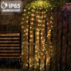 1pc 200/300LED Solar Copper Wire Horsetail String Light Outdoor Garden Tree Cane Fairy Lamp For Home Wedding Festival Decoration