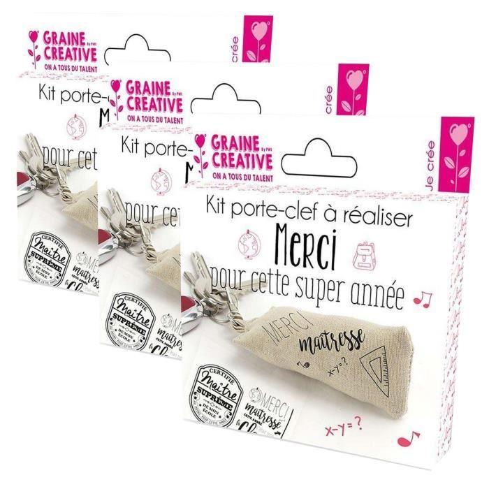 Porte-clés à réaliser - Cadeau de Maîtresse - Kit DIY créatif - Tissu en lin - Mixte - Enfant