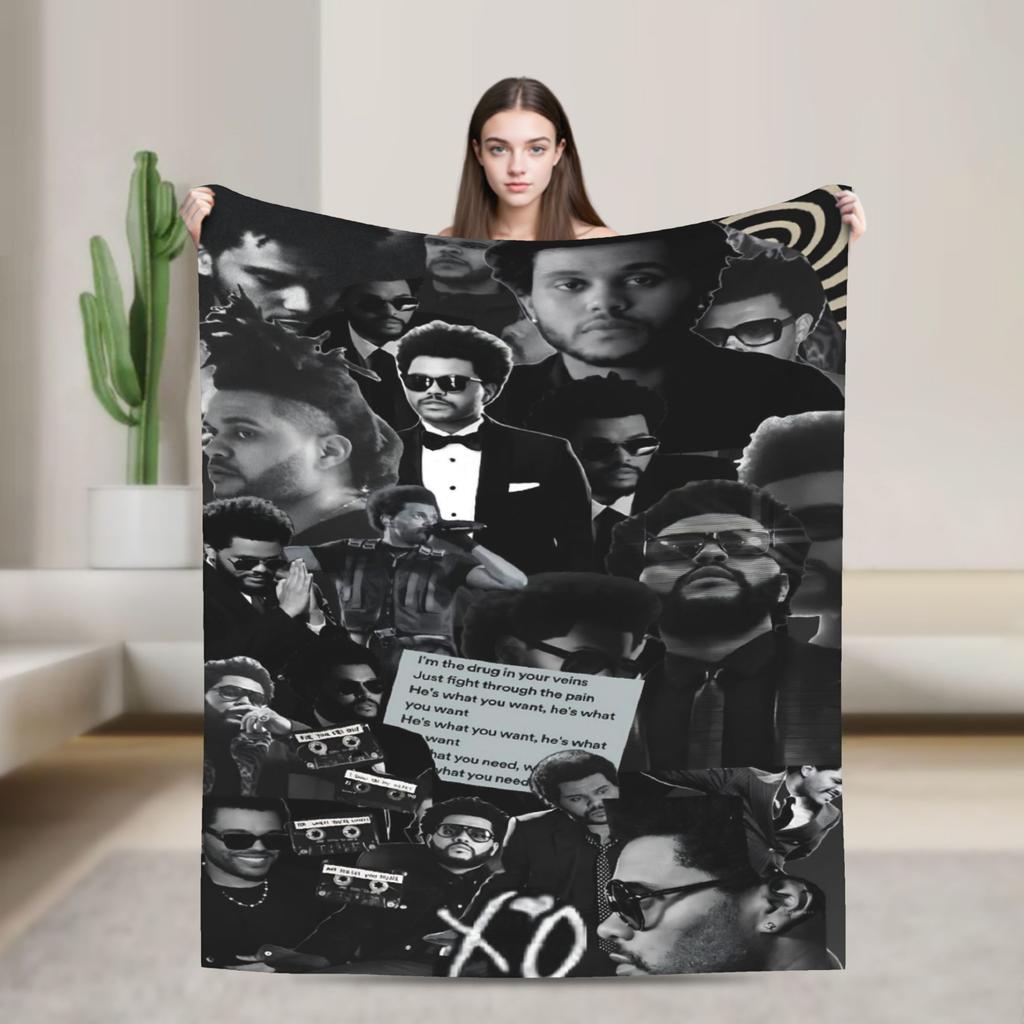 The Weeknds Rapper Singer Flannel Blanket New Album Hurry Up Tomorrow Warm Soft Throw Blanket for Bedspread Sofa Bed Cover