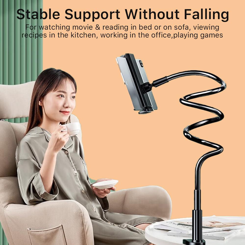 Bedside Table Tablet Stand Adjustable Long Arm Clamp Tablet Lazy Stand Suitable For iPad Samsung 4-11 Inches