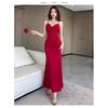 Pure desire sexy v-neck suspender dress women's summer black slim fit slim hip wrap nightclub dress long skirt