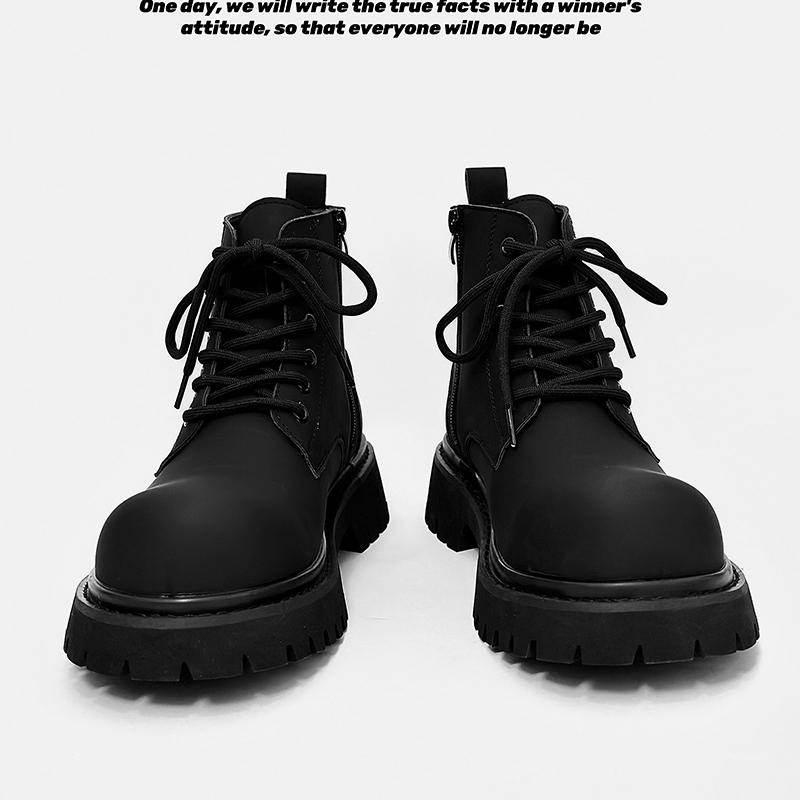 Fashion British Casual Leather Platform Round Toe Boots Men Fashion Luxury Work Walking Shoes New Outdoor Antiskid Designer Ankle Boots
