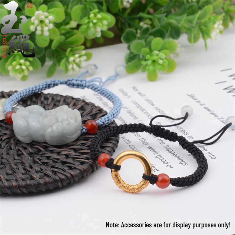 Pixiu Corn Knot Luck Bracelet with Safety Buckle and Beads DIY String Rope