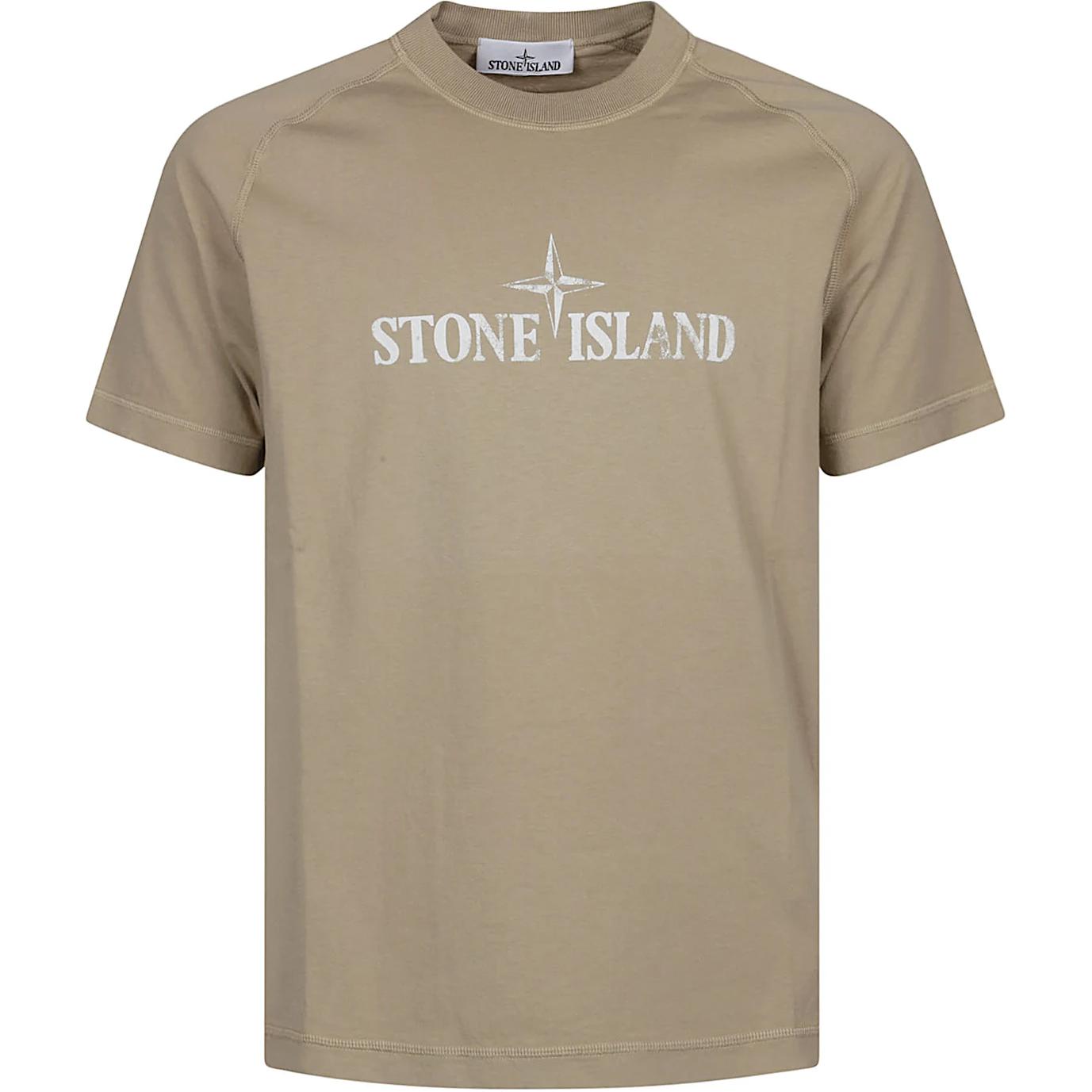 STONE ISLAND Мужская футболка с коротким рукавом и круглым вырезом с принтом логотипа Топы Светло-коричневый K1S152100020S0081V009A XL 15500₽