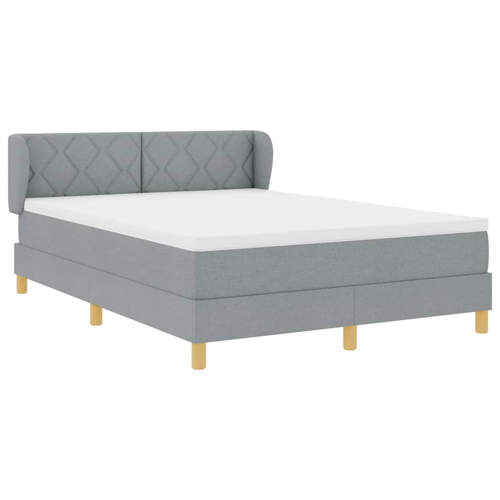 Box Spring Bed with Headboard Light Gray 140 x 190 cm Fabric