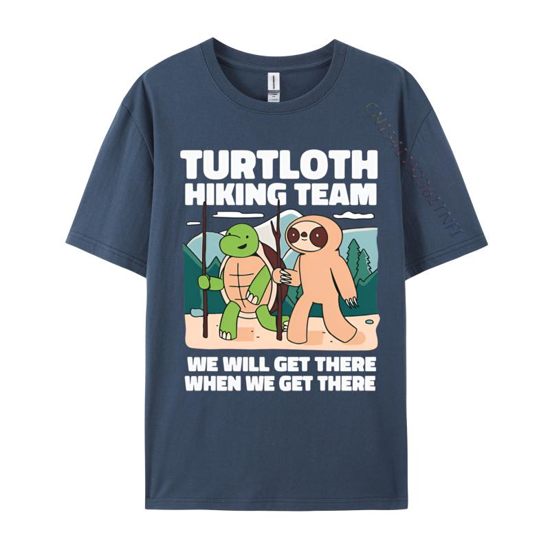 Funny Turtle And Sloth Hiking Camping T Shirt Men Tee Premium Cotton Anime Printed Tshirts Oversize Top Tees
