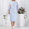Floral Lace Mother of the Bride Dress Plus Size Midi Party Dress with Sheer Half Sleeves