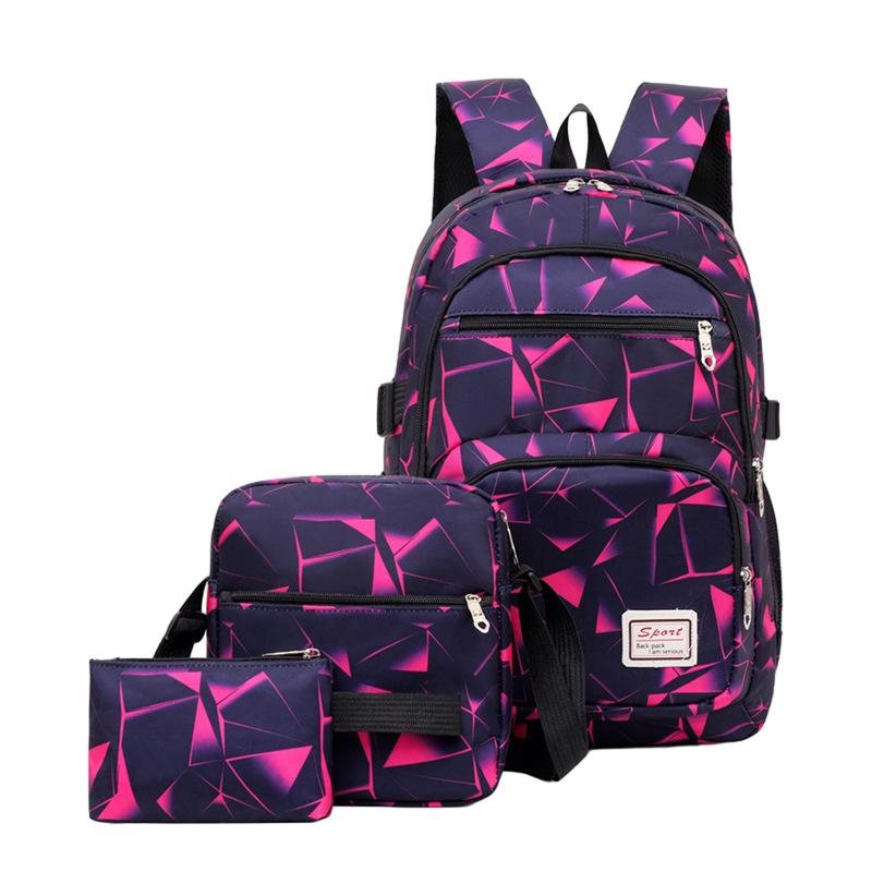 Fashionable Geometric Print Casual Backpack With Oxford Cloth Material