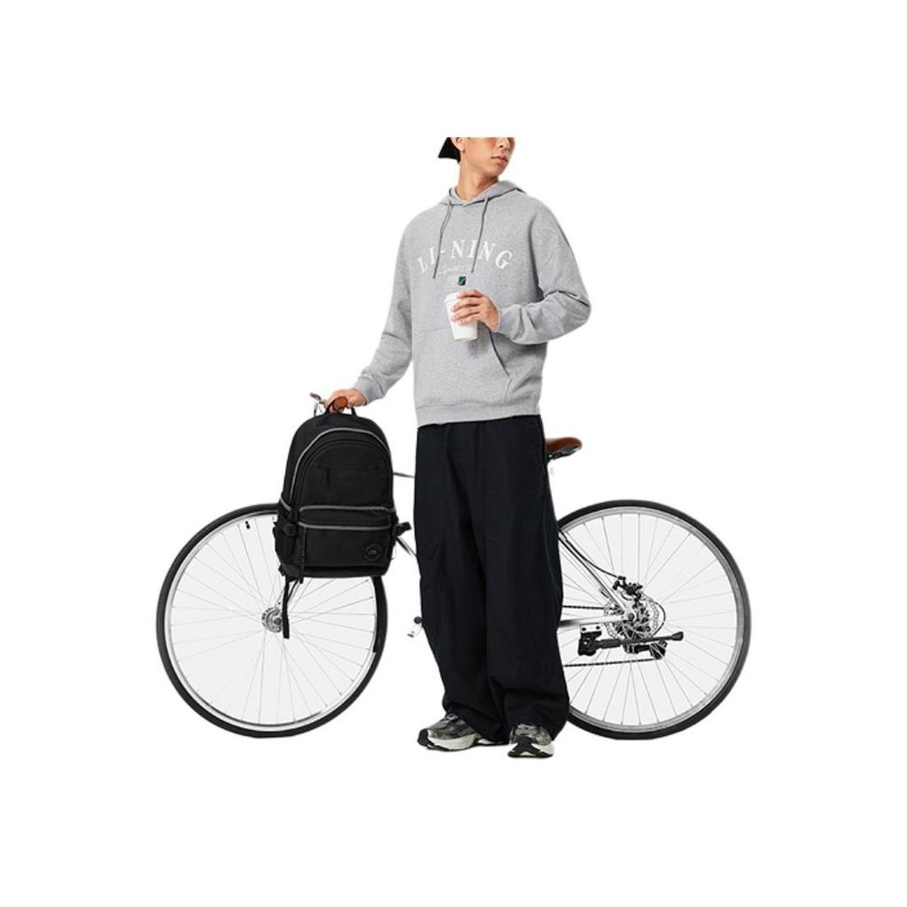 Li Ning Sports Lifestyle Series Letter Loose Hooded Warm Fleece Pullover Long Sleeve Sweatshirt Men sweatshirt Gray AWDU673-1