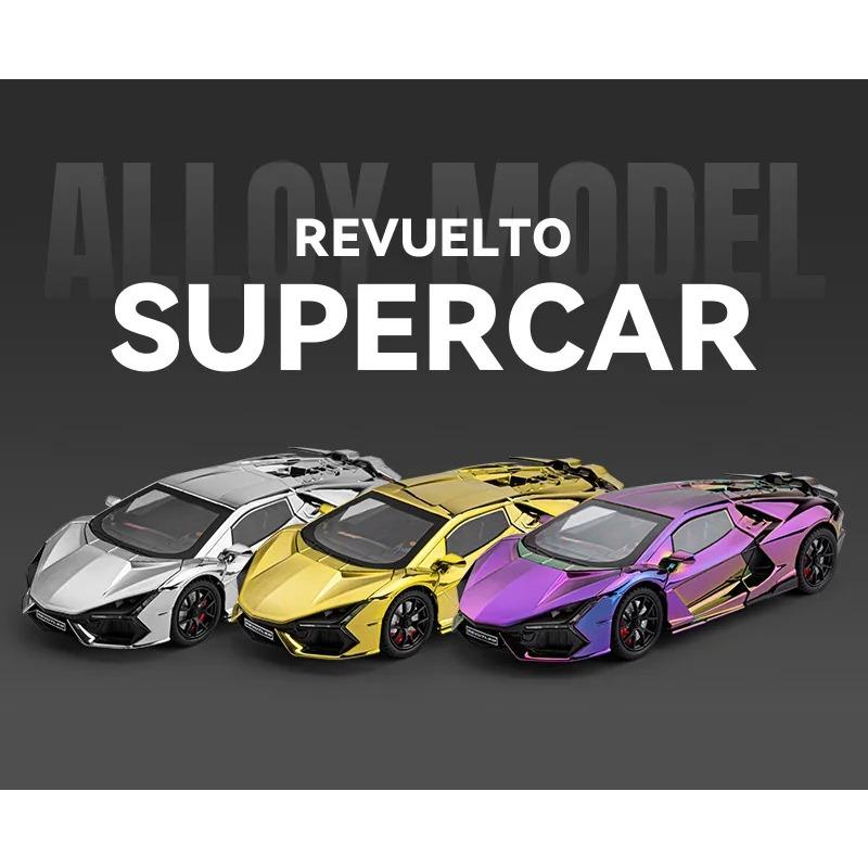 1/24 Lamborghini Revuelto Alloy Sports Car Model Diecast Metal Racing Electroplating Vehicles Car Model Sound Light with Spray Kids Toy Gift