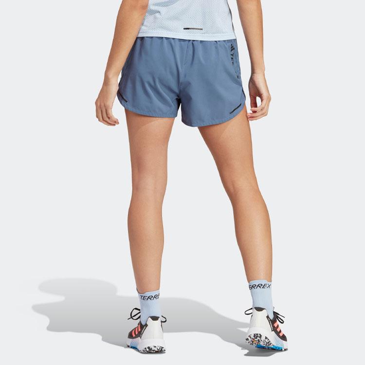 Adidas Terrex Series SS23 Logo Outdoor Sports Regular Quick-Dry Shorts Women shorts Miracle-Blue-Grey HT9393