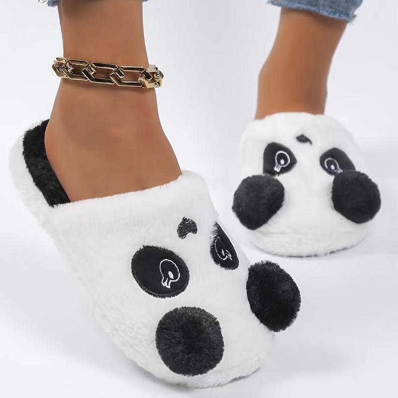 Slippers for Women - Cozy Winter Indoor House Shoes with Soft Fabric Upper, Warm Lining & Durable TPR Sole, Black & White Animal Design, Cute Slippers