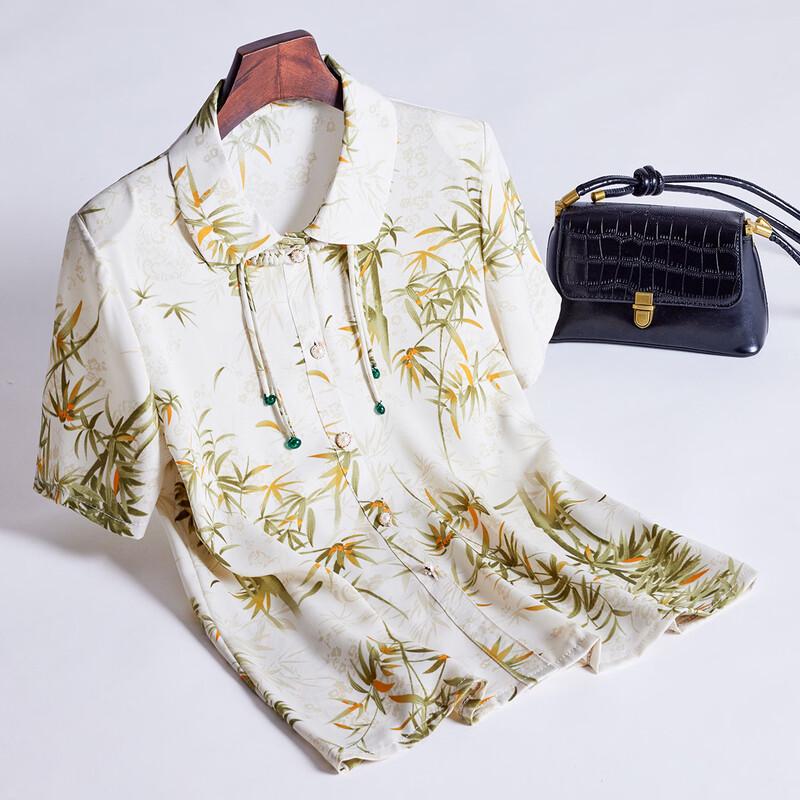 SIFONE Women s New Chinese Style Retro Floral Short Sleeve Loose Top 4XL