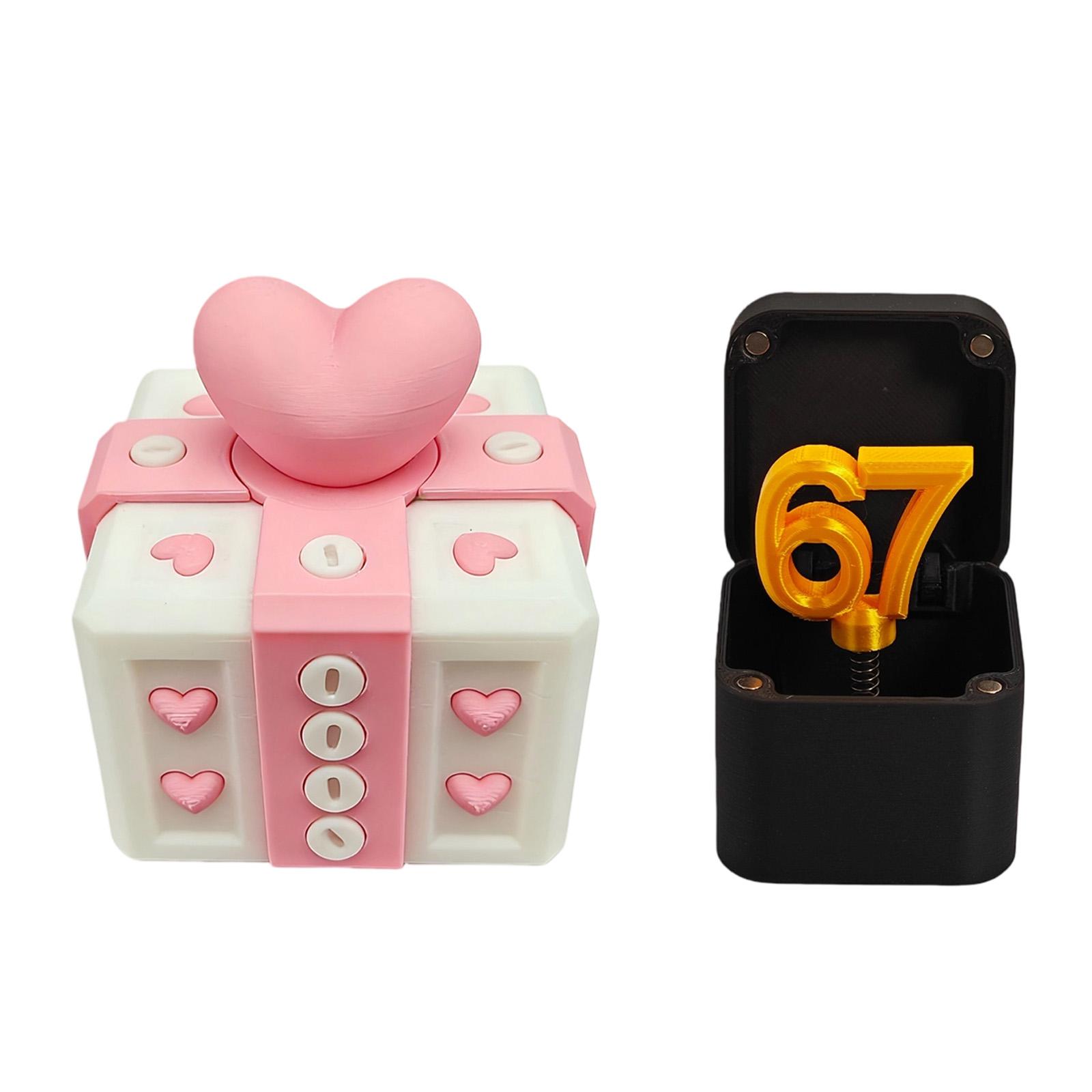 

-Всплывающая Подарочная Коробка- Украшенная Сердцами С Весной- Персонализированная Фигурка с Номером, Интерактивный Подарок-Сюрприз на Юбилей/День Рождения, One Size розовый