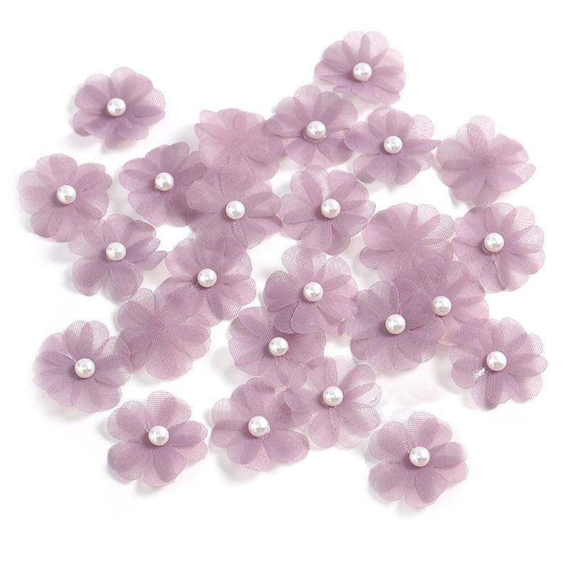 

Set of 30 Sewing Flower Applique for Craft Fabric Flower Sewing Accessories for Home Decoration Clothing Wedding Dress світло-фіолетового кольору