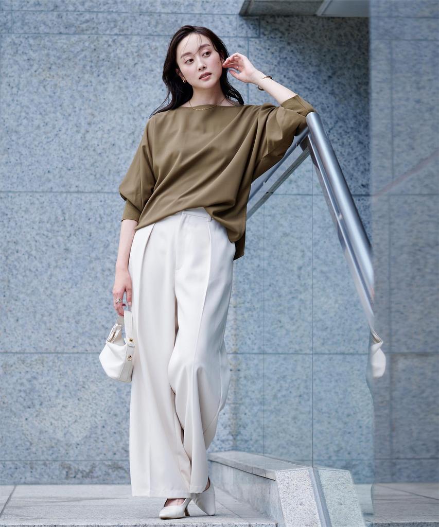 Yours Boat Neck Dolman Sleeve Pullover BDXU1550 Women's L Olive