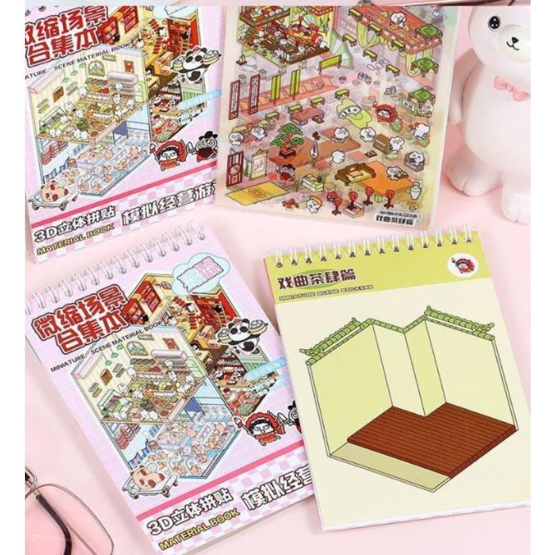 New Hot  3D Cartoon Sticker Book | Children'S Diy Scene Creative Gift, Portable Sticker Book For Birthday And Christmas Crafts