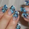 Romantic Blue Enchantress Glitter Rhinestone Short Square False Nails