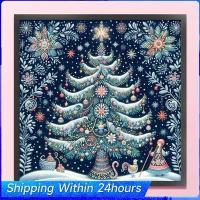 Weihnachtslandschaft Voll 14CT DIY Zählkreuzsticksets Kreuzstichmuster Kunsthandwerksets für Anfänger Erwachsene Heimdeko