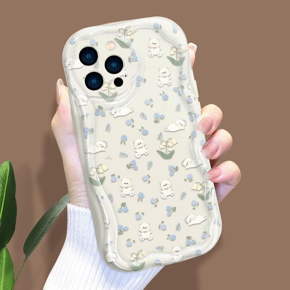Model de desene animate Carcasă cu textura cremă Marginea ondulată Husă din silicon moale Husă pentru telefon pentru iPhone Samsung Huawei Honor Xiaomi Redmi Infinix Tecno