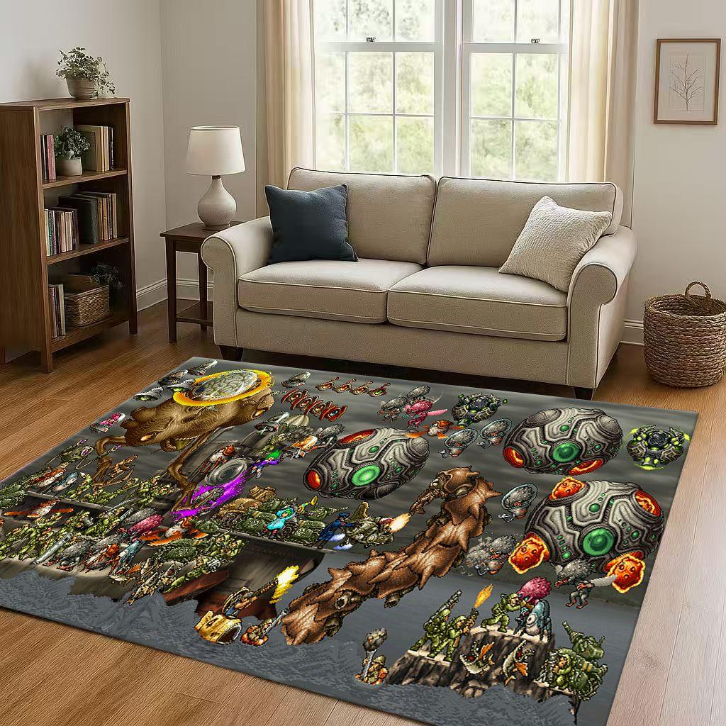 3D Classic Game Metal Slug Pixel Style Living Room Non Slip Area Rug Soft Carpet for Bedroom Playroom Sofa,Home Decor Doormat