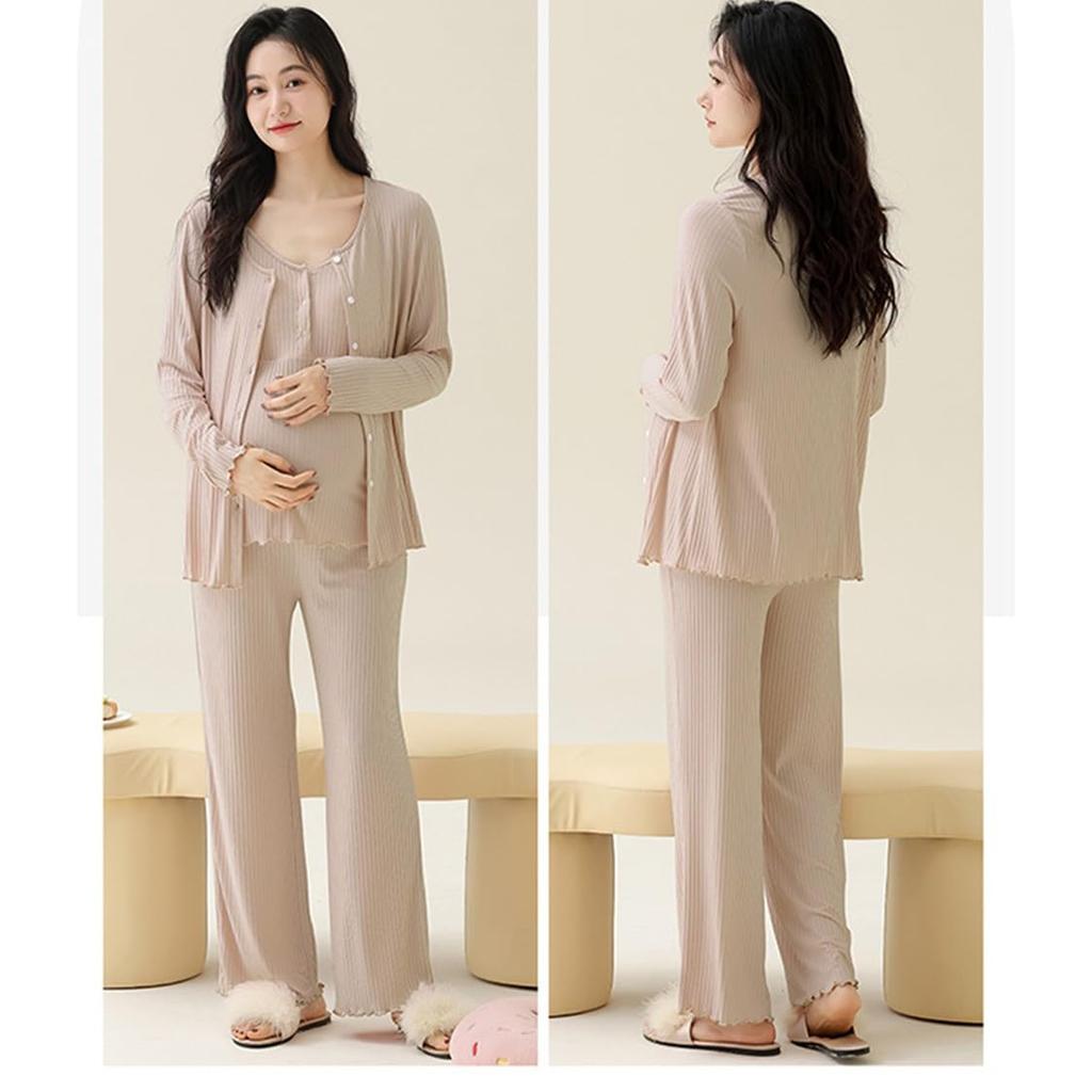 shop Maternity and Long Front Beige [select Tomorrow] Pajamas, Nursing, Pre- Postpartum, Sleeve, Camisole, Opening, Spring, Summer, Fall, (JP,