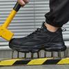 Waterproof Steel Toe Shoes Men's Safety Shoes Anti Compression Anti Puncture Comfortable Protection Pure Black Work Shoes Men